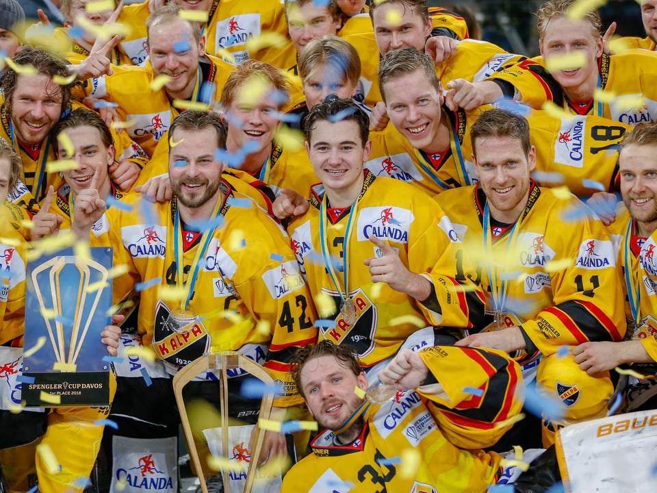 Die Spieler von KalPa Kuopio beim Spengler Cup 2018.