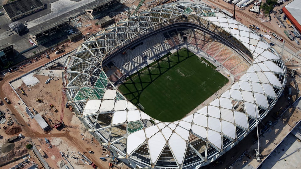 Baustelle des Manaus-WM-Stadions in Brasilien.