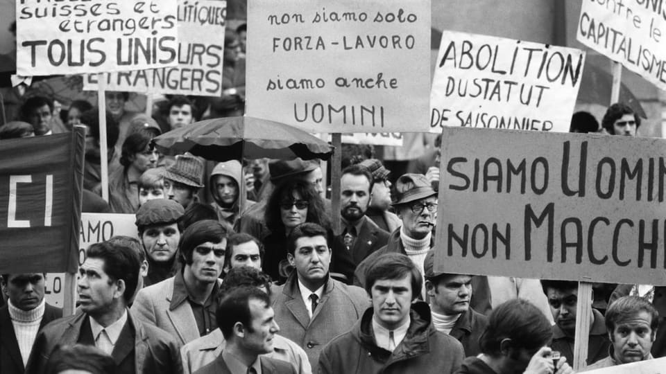 Demonstration von Gastarbeitern 1970 in Bern.