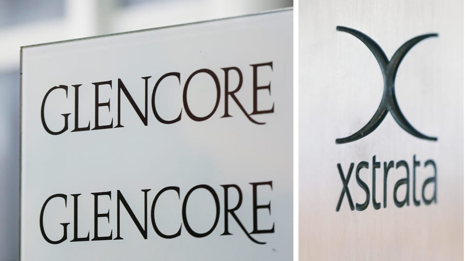Eine Montage der beiden Firmenlogos von Glencore und Xstrata.