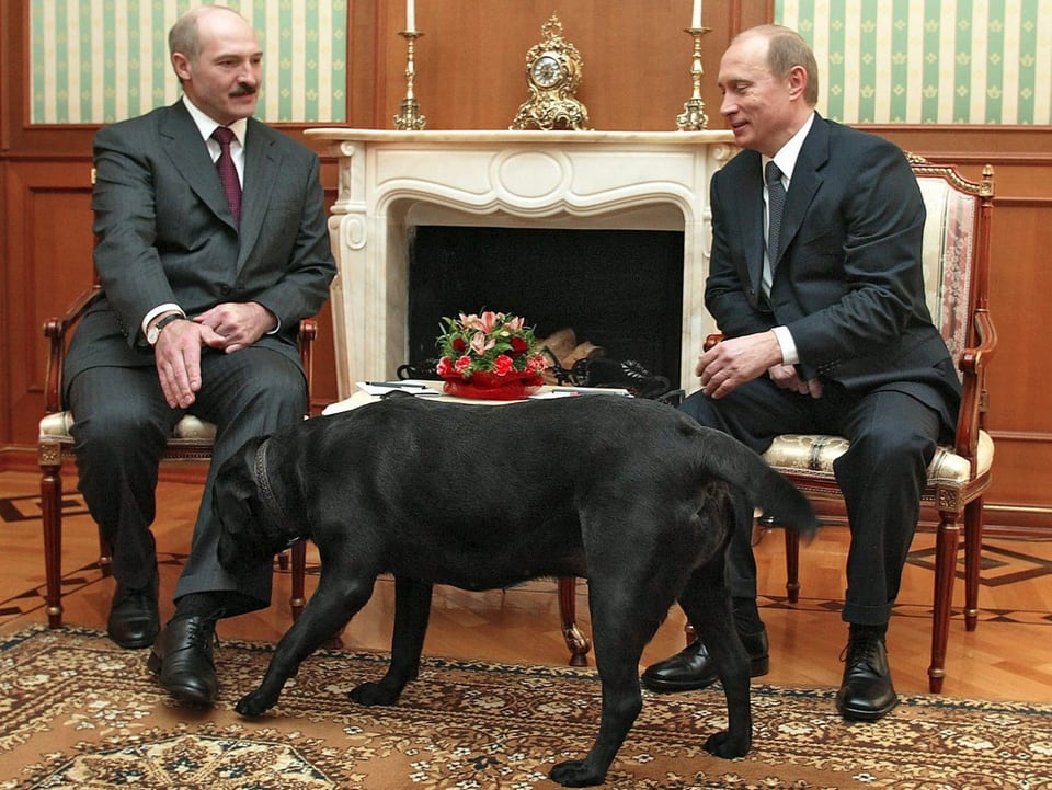 Lukaschenko und Putin plaudern ungezwungen. 