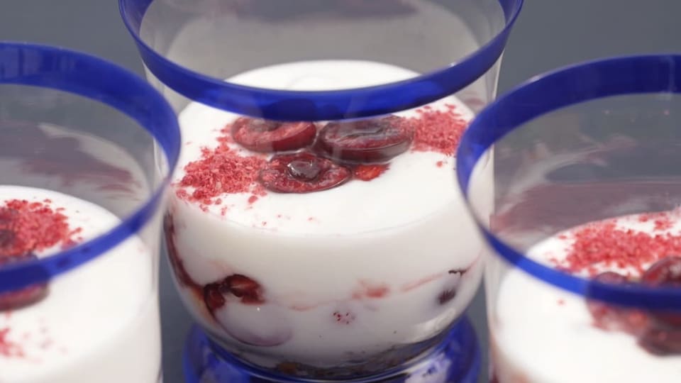 Würziges Joghurt-Dessert Jogurth mit Beeren angereichert