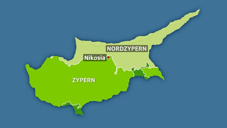 Karte Zyperns mit den Grenzen