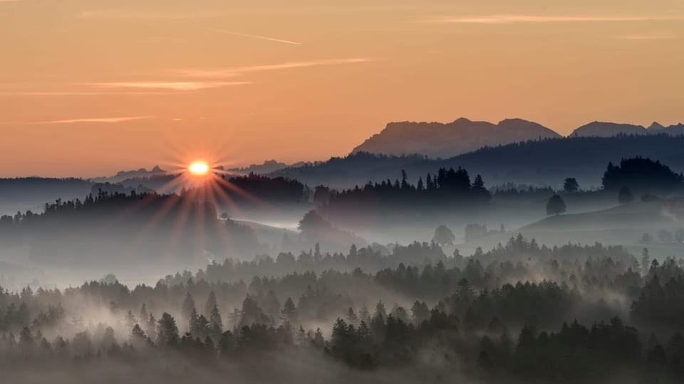 Nebel über Hügeln