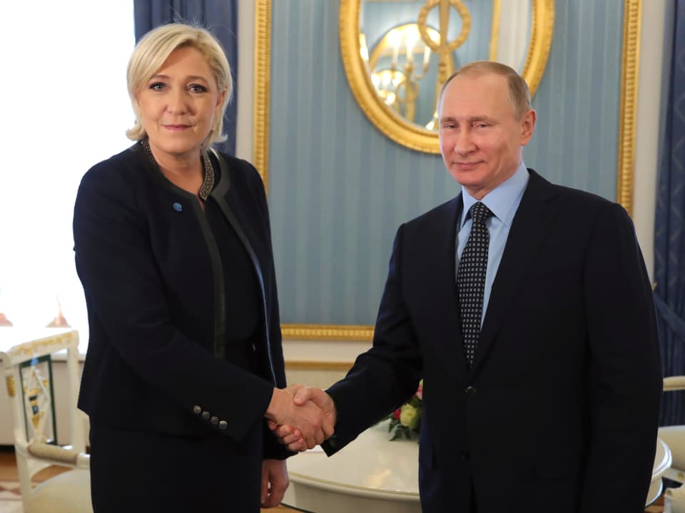 Kreml-Chef Putin und Marine Le Pen. 