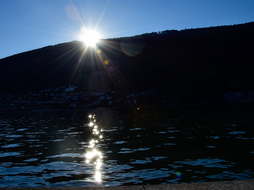 Sonne, spiegelnd im See