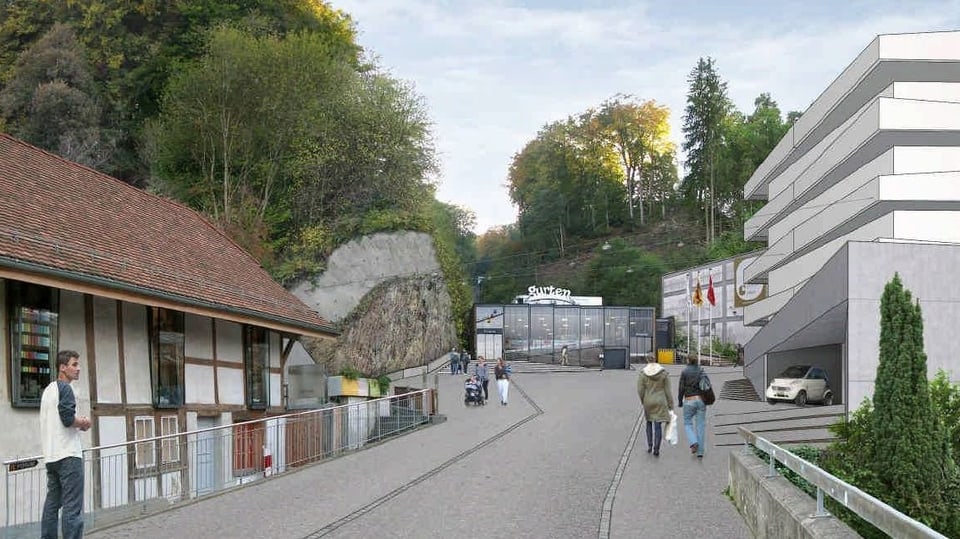 Der Vorplatz der Gurtenbahn-Talstation in Wabern soll zu einem Bahnhofplatz ausgebaut werden