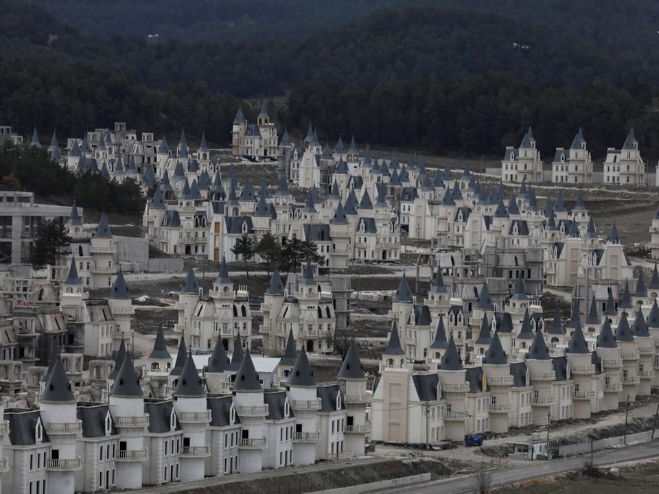Hunderte identische Schlösschen bilden eine Siedlung.