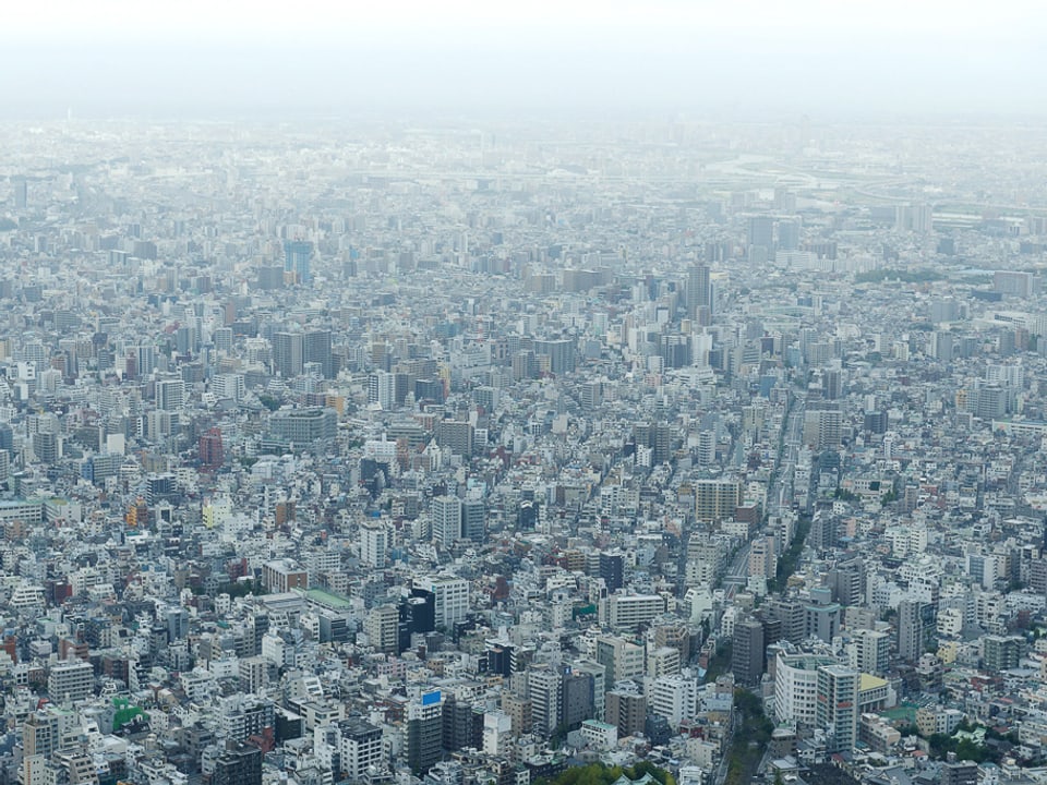 Eine Aufnahme von Tokio aus der Luft.
