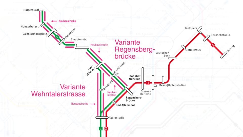 Die neuen Linienführungen der Trams 11 und 15.