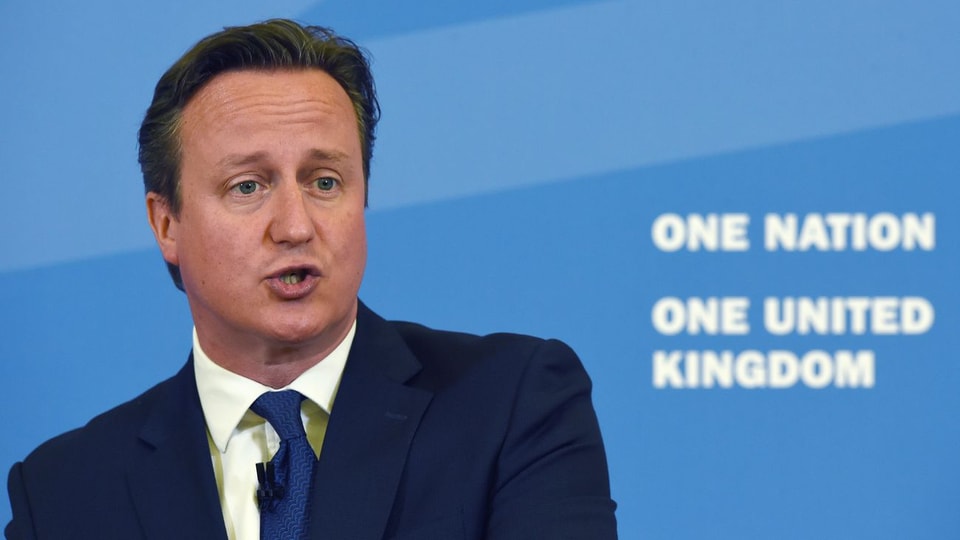 David Cameron im Porträt mit dem Logo «One Nationa – One United Kingdom».