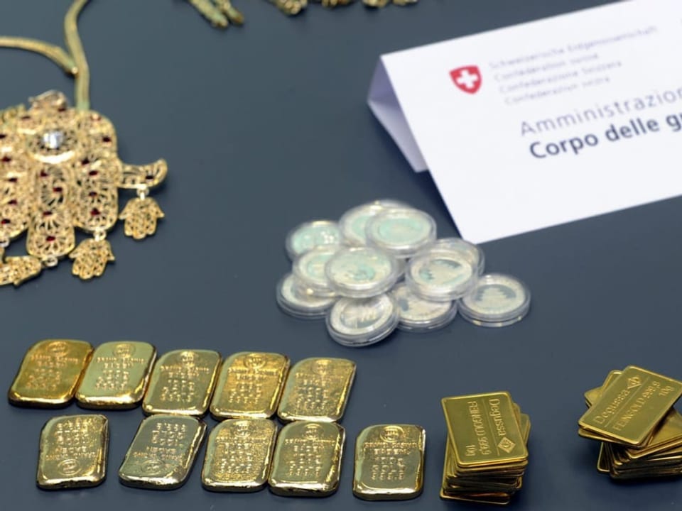 Beschlagnahmtes Gold der Schweizer Grenzwache.