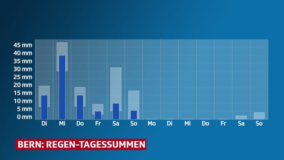 Graphik mit Niederschlagsbalken für die kommenden Tage.