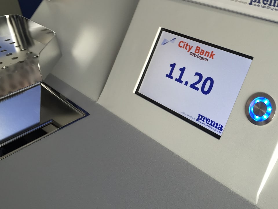 Display eines Münzzählautomaten.