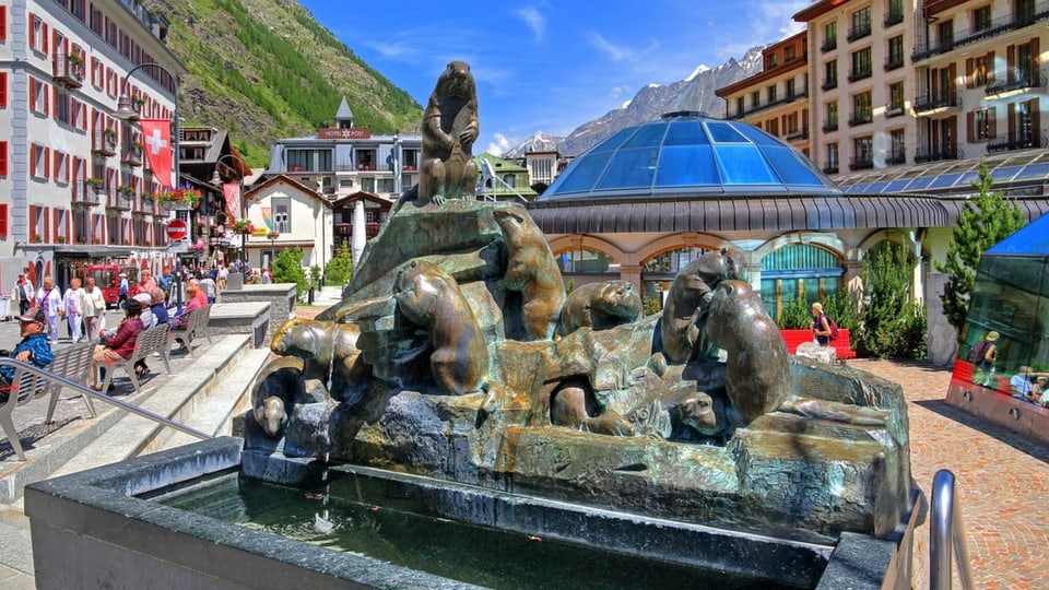 Murmeltierbrunnen in Zermatt