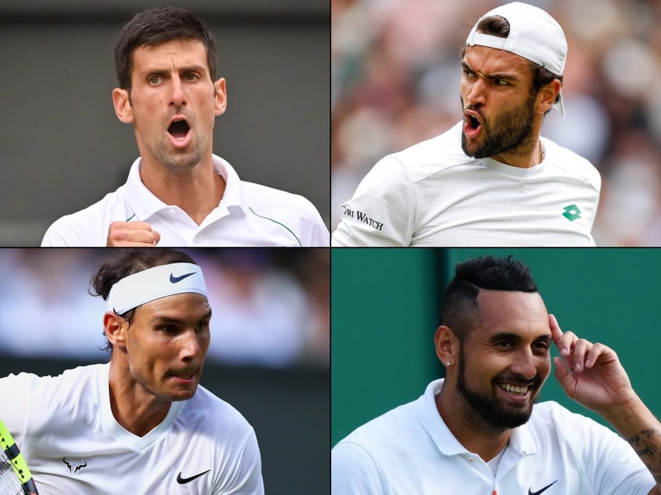 Novak Djokovic, Matteo Berrettini, Rafael Nadal, Nick Kyrgios