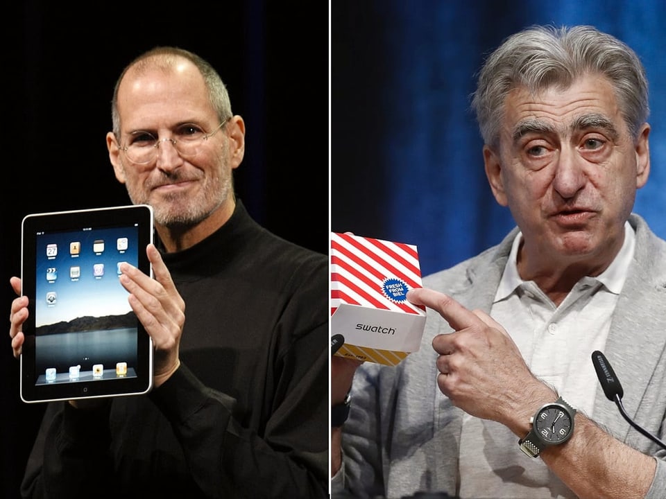Steve Jobs neben Nick Hayek.