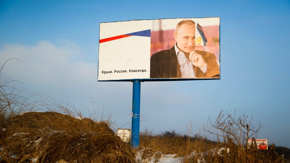 Putin-Plakat auf der Krim