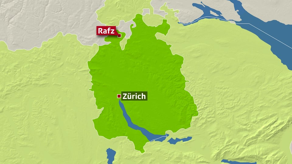 Karte des Kantons Zürich mit einem Eintrag bei Rafz.