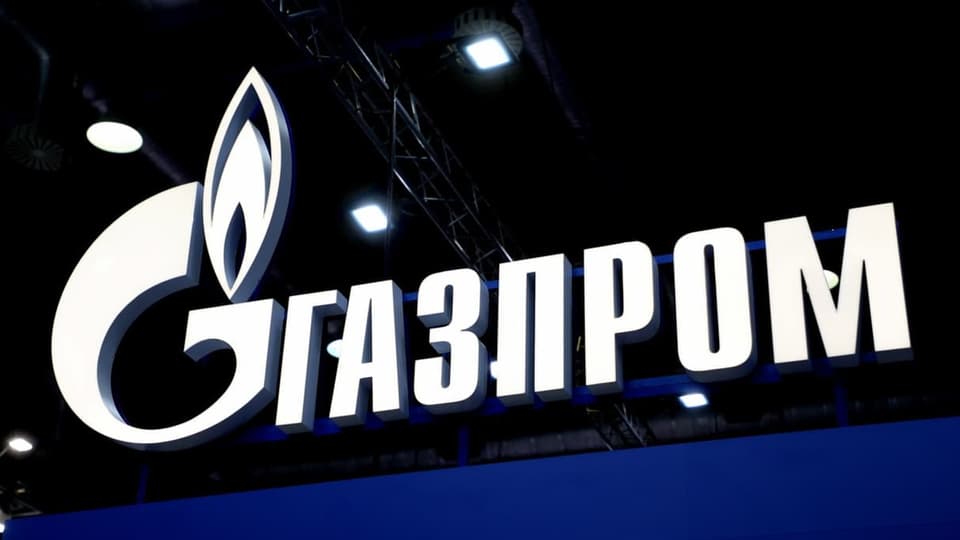 Logo von Gazprom an einer internationalen Ausstellung