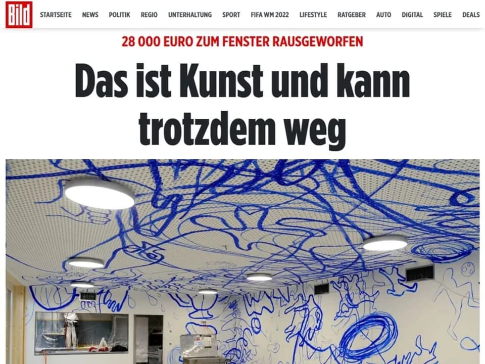 Ausschnitt der Webseite von bild.de mit Titel und Bild des umstrittenen Kunstwerks
