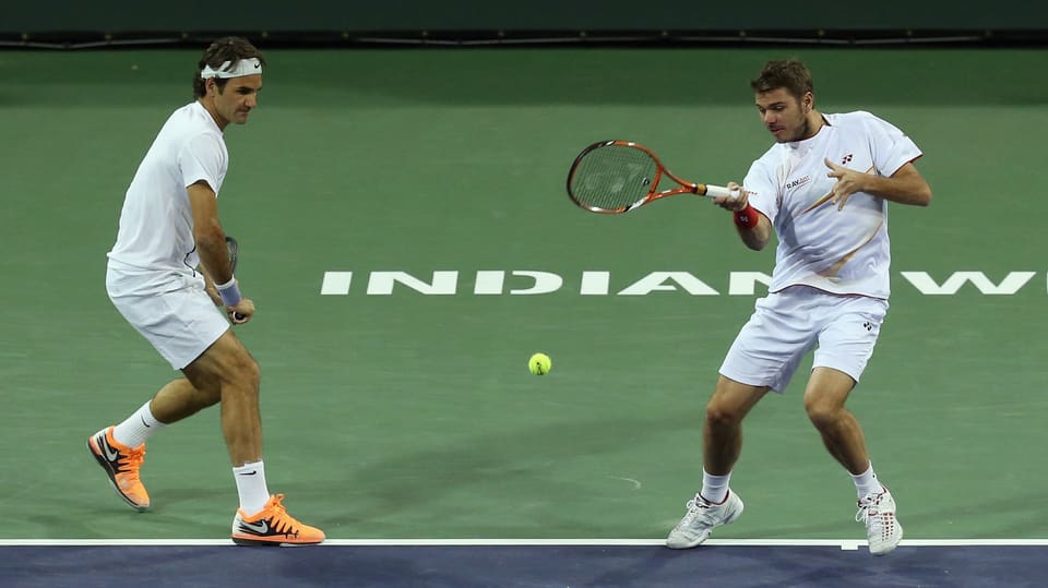 Federer und Wawrinka im Doppel.