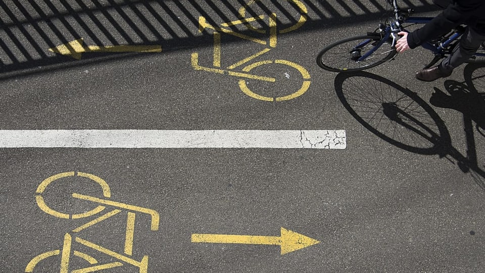 Ein Fahrrad fährt auf einem Veloweg.