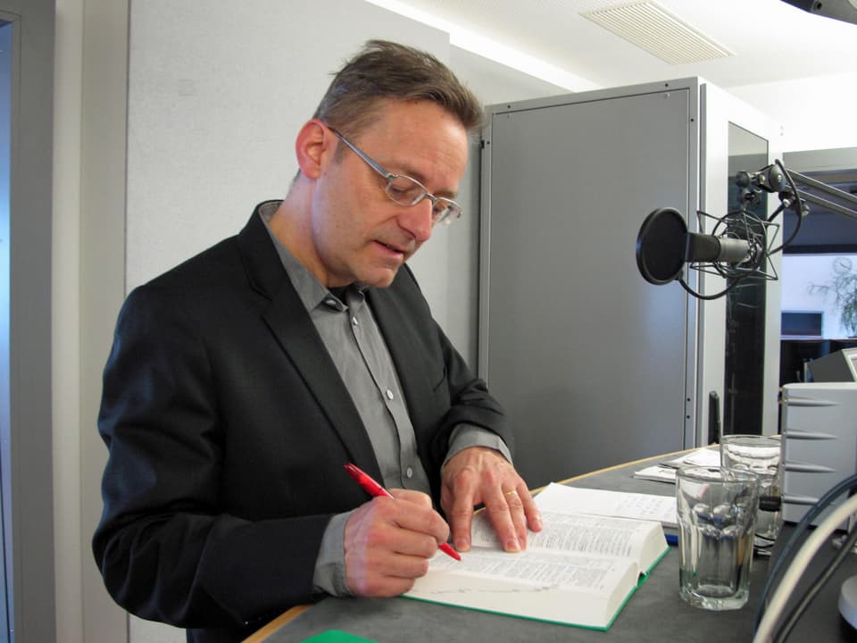 Regierungsratskandidat Conrad Wagner, Grüne beim Interview. 