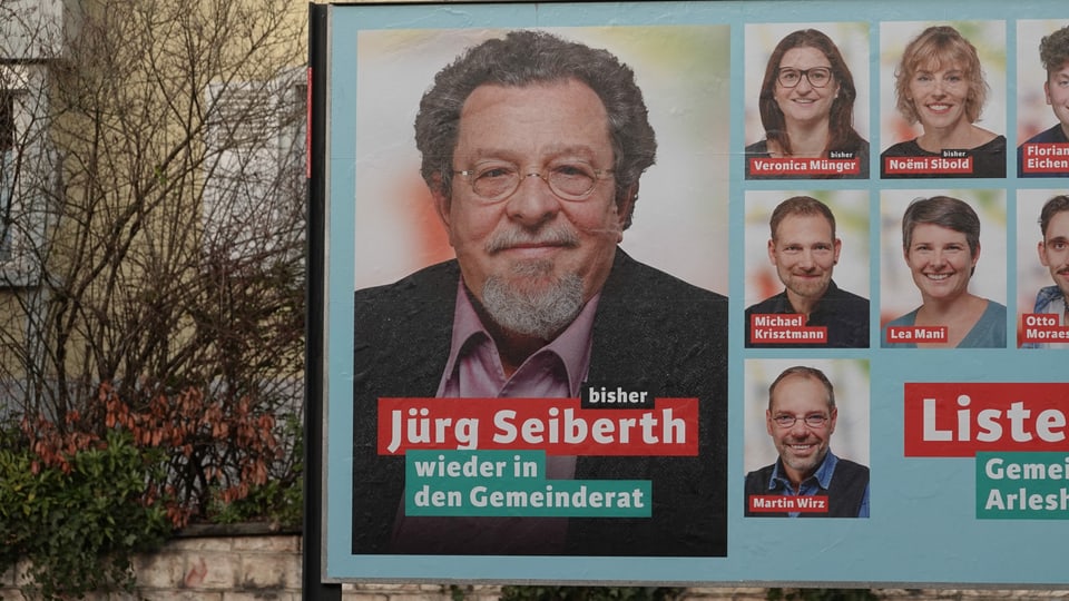 Gemeinderat Jürg Seiberth will den Sitz der SP verteidigen. Mann auf Wahlplakat