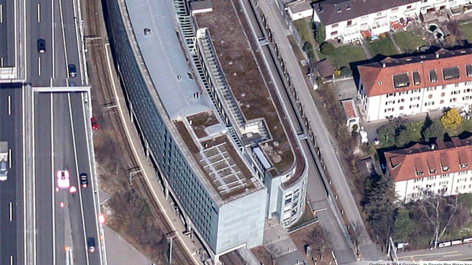 Luftaufnahme des Deza-Gebäudes in Bern.