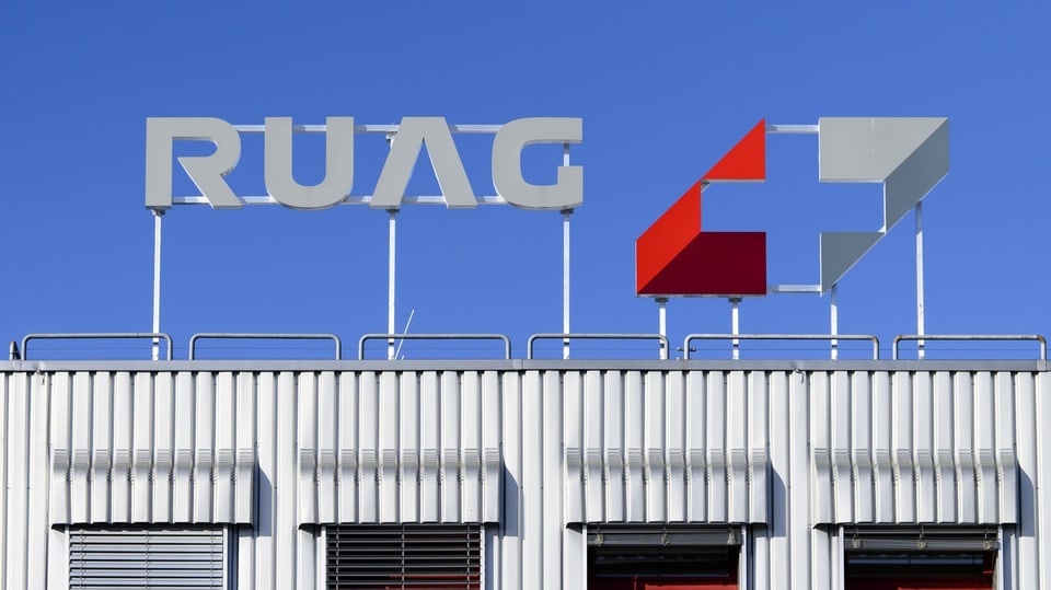 Das Logo des Rüstungskonzerns Ruag auf dem Hauptsitz in Bern.