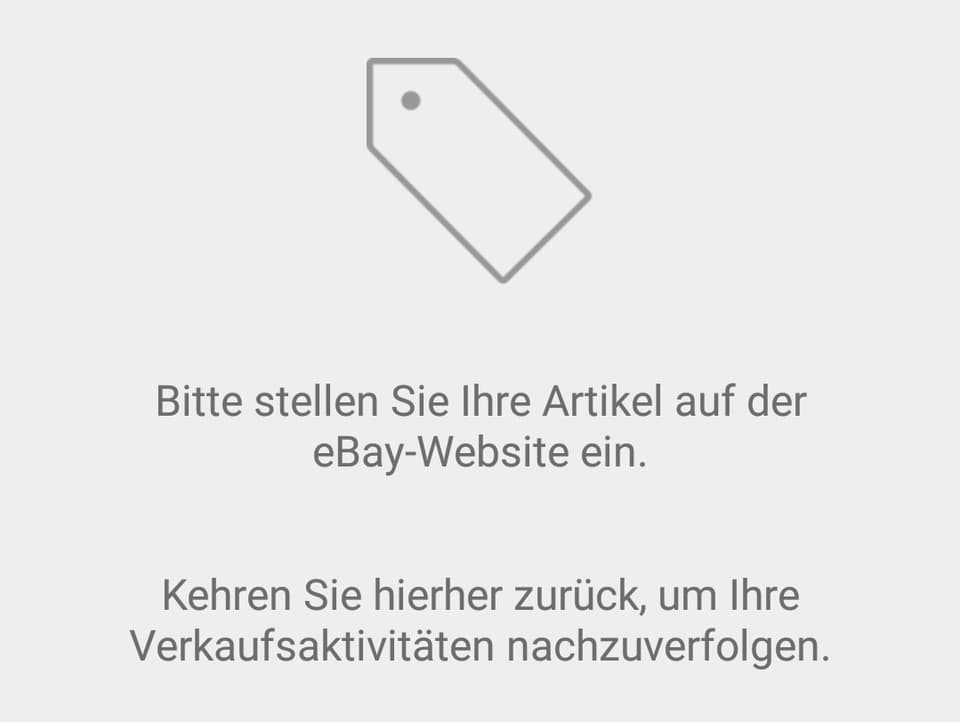"Bitte stellen Sie ihren Artikel auf der Ebay-Webseite ein", heisst es, wenn man versucht mobil einen Artikel auf Ebay zu erfassen. 
