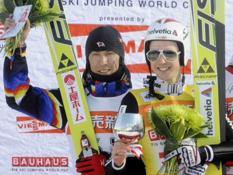 Der Japaner Noriaki Kasai und der Schweizer Simon Ammann im Jahr 2010.