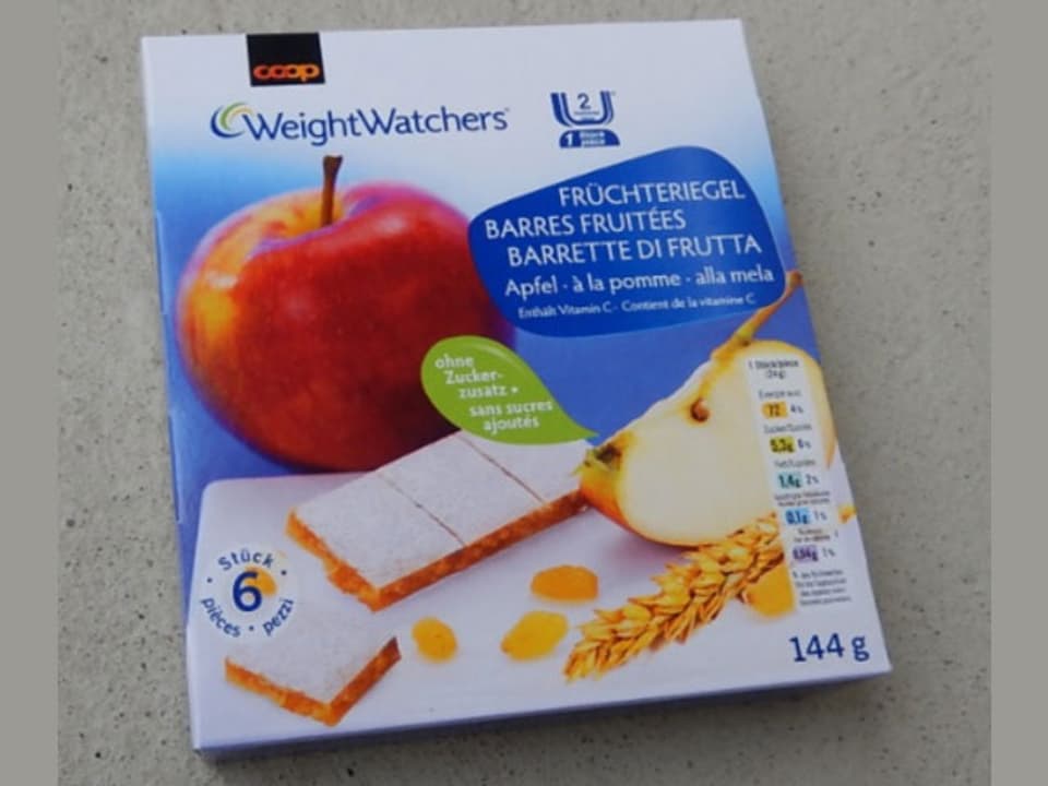 Verpackung Weight-Watchers-Früchteriegel.