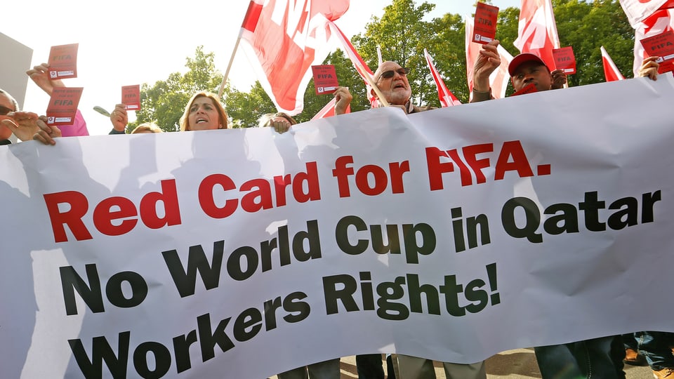 Gewerkschaftsprotest vor dem FIFA-Hauptsitz Anfang Oktober.