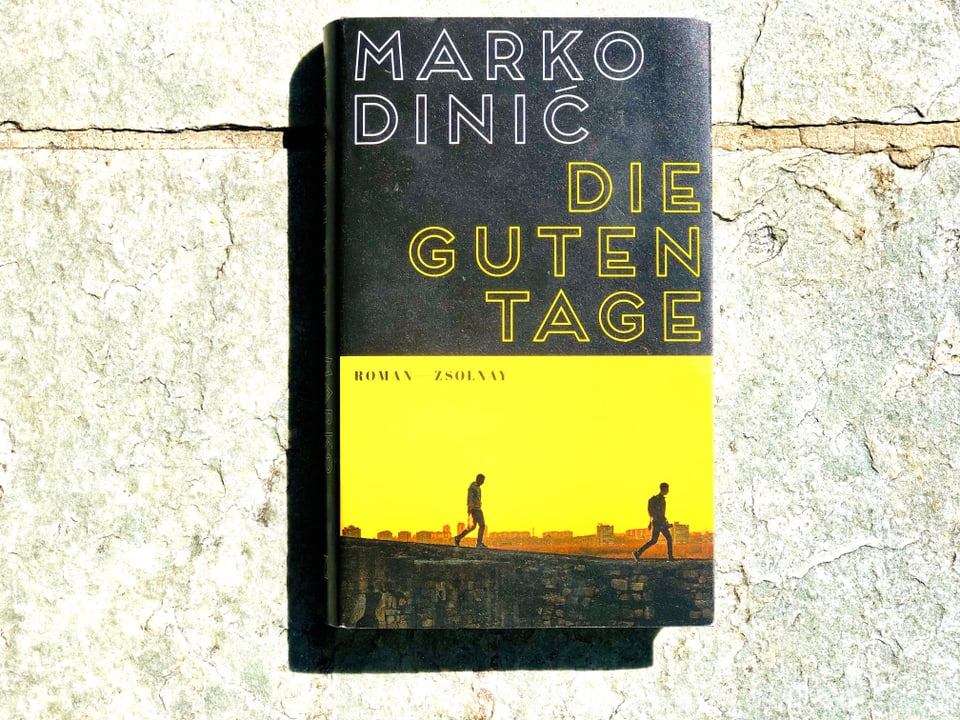 Der Roman «Die guten Tage» von Marko Dinić liegt auf einer Steinplatte