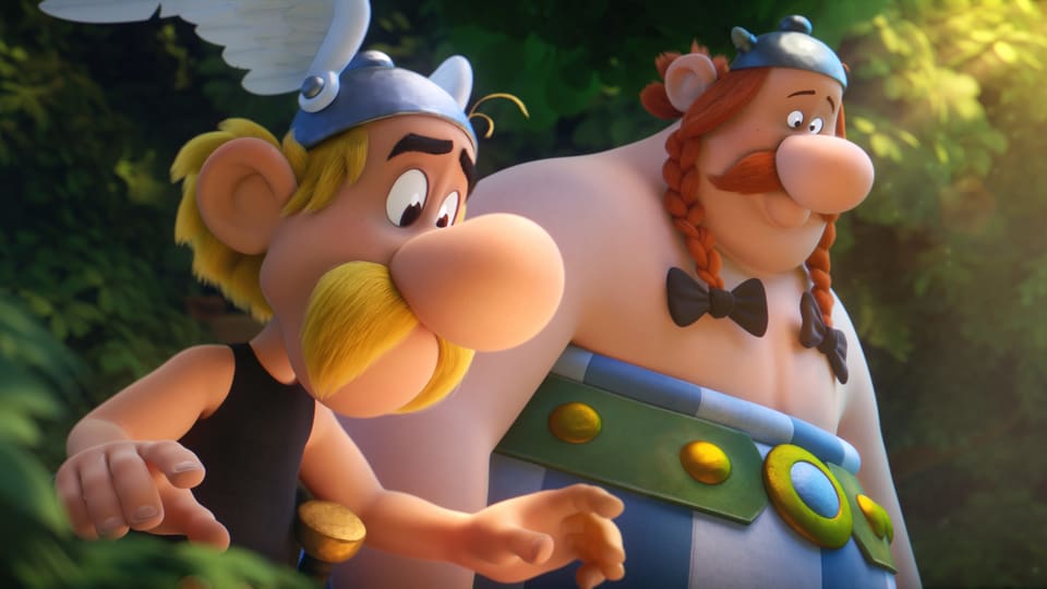 Asterix und Obelix im Wald.