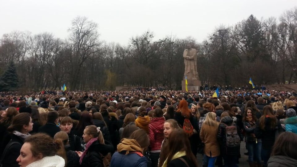 Hunderte Studenten demonstrieren.