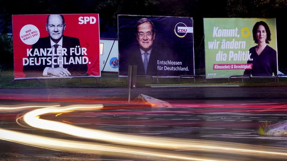 Wahlkampf 2021: Die Kanzlerkandidaten Olaf Scholz (SPD), Armin Laschet (CDU) und Annalena Baerbock (Grüne).