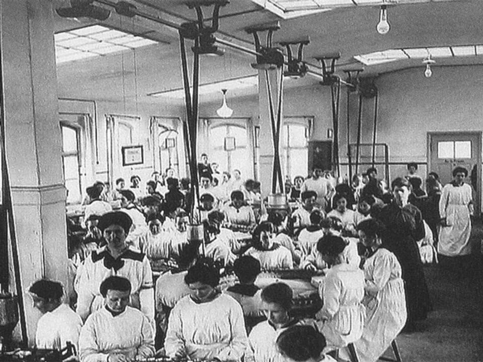 Fabrikarbeiter bei Fahlberg-List um 1900.