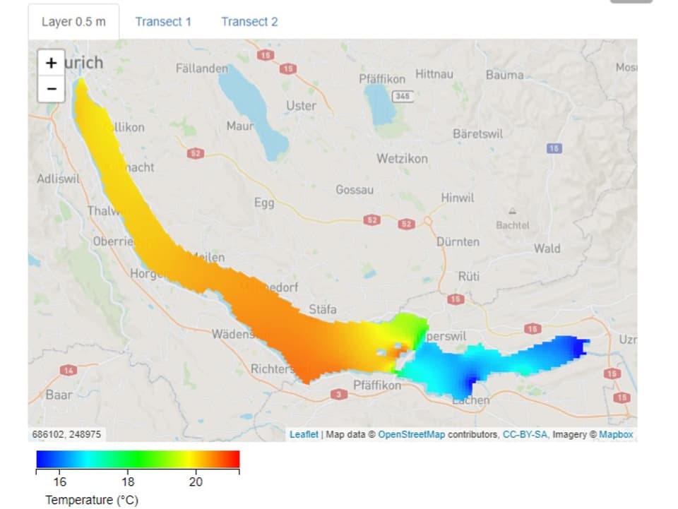 Oberflächentemperatur Zürichsee