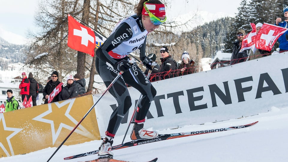 Selina Gasparin bei ihrem 1. Langlauf-Weltcup-Rennen in Davos.