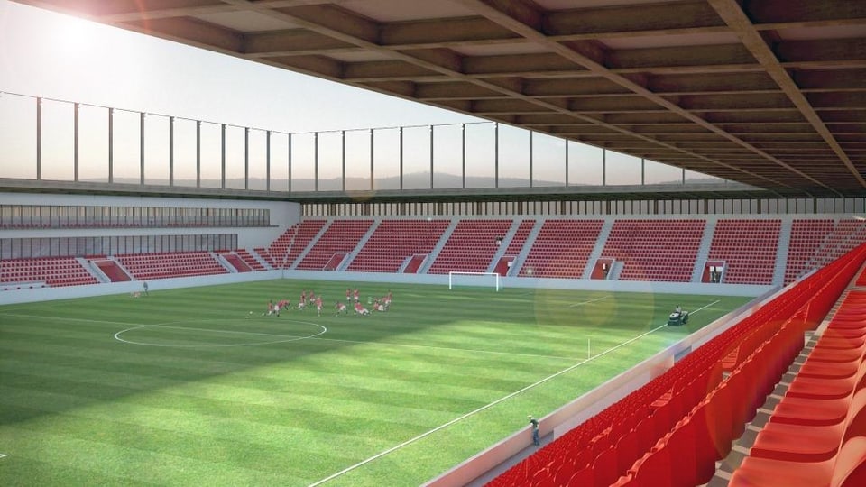 Visualisierung des neuen Fussballstadions.