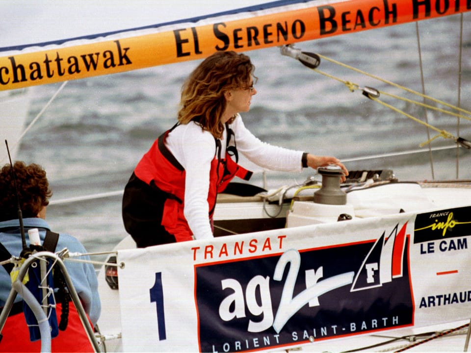 Die französiches Skipperin Florence Arthaud beim Start einer Regatte im April 2013. (reuters)