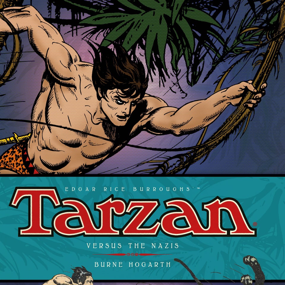 Auf dem Bild erkennt man ein Comic, dass von Burne Hogarth gezeichnet wurde. Der Titel heisst: Tarzan versus the Nazis