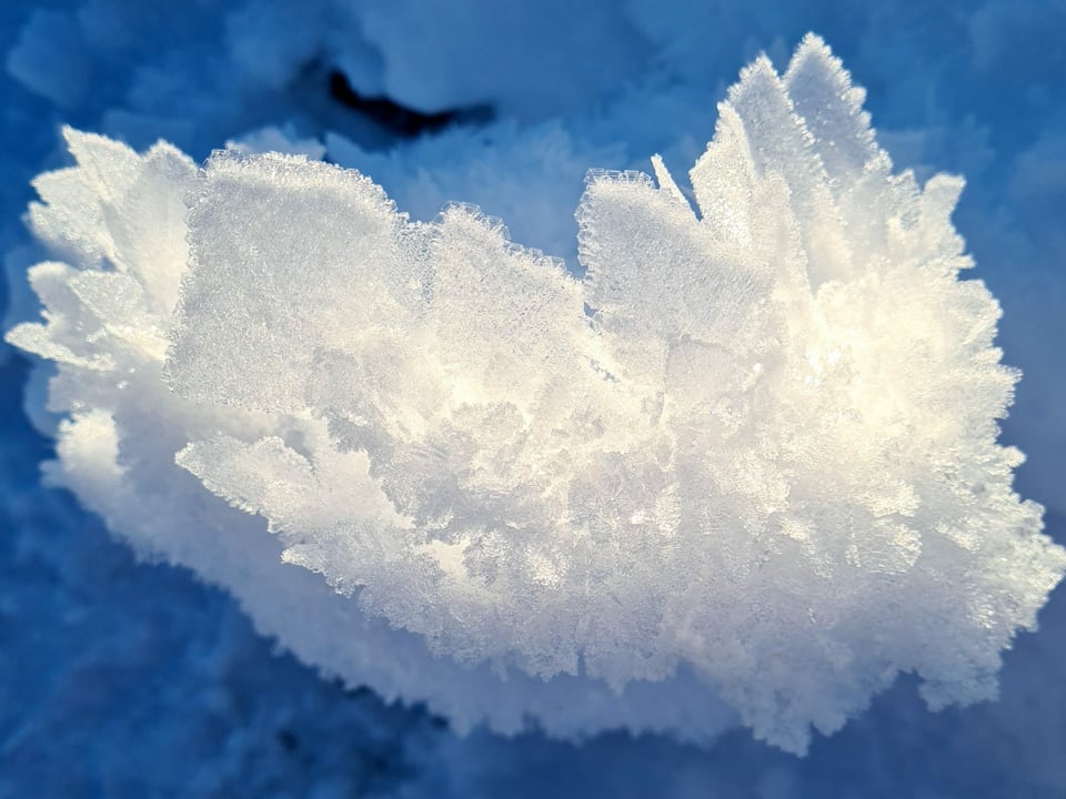 «Direkt entlang am Wanderweg von Einsiedeln nach Trachselau, wunderbare Formationen der Eiskristalle.»