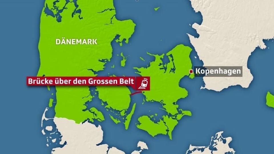 Karte Dänemark und Lokalisierung Brücke.