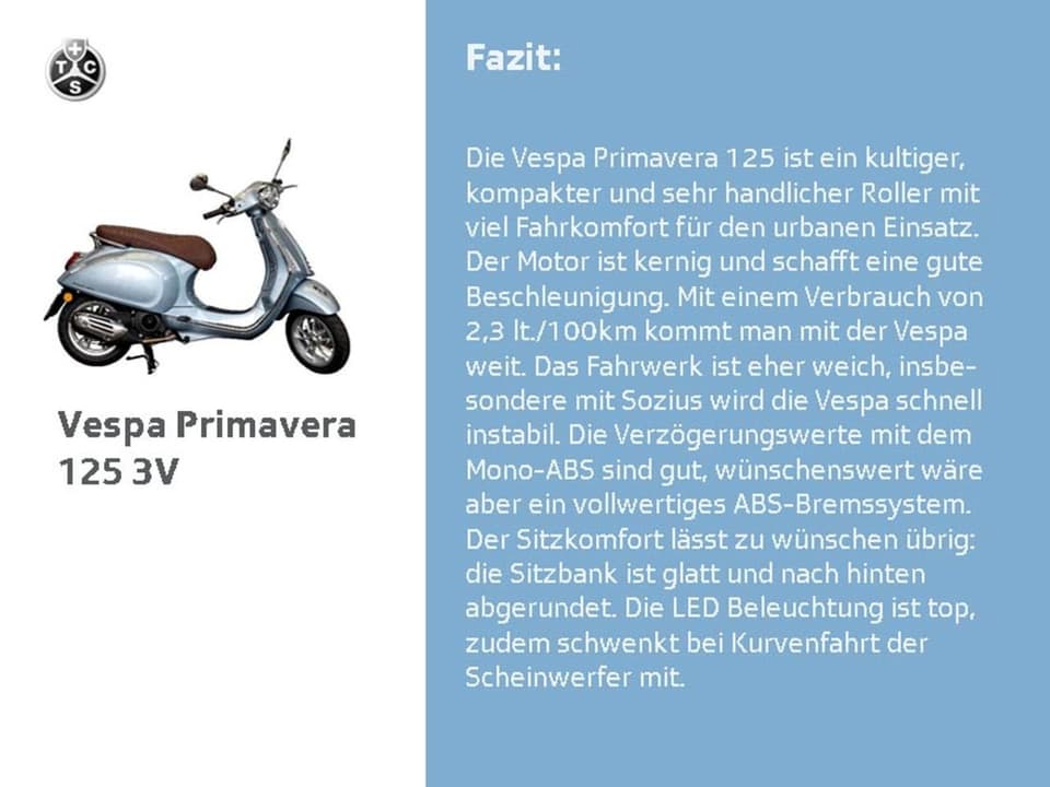 Fazit zu Modell Vespa