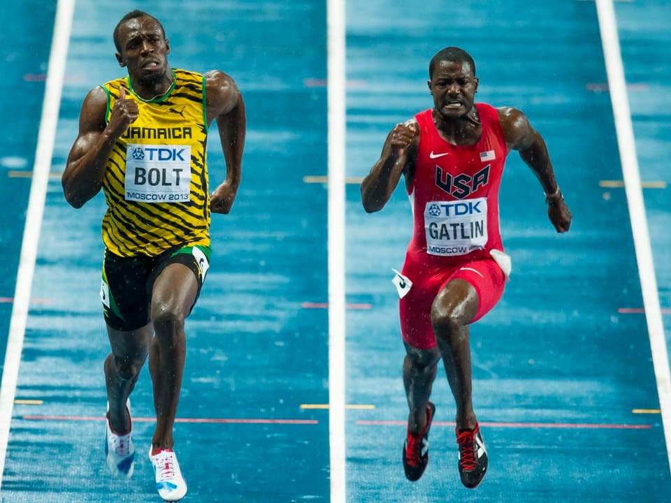 Bolt im Zweikampf mit Gatlin.