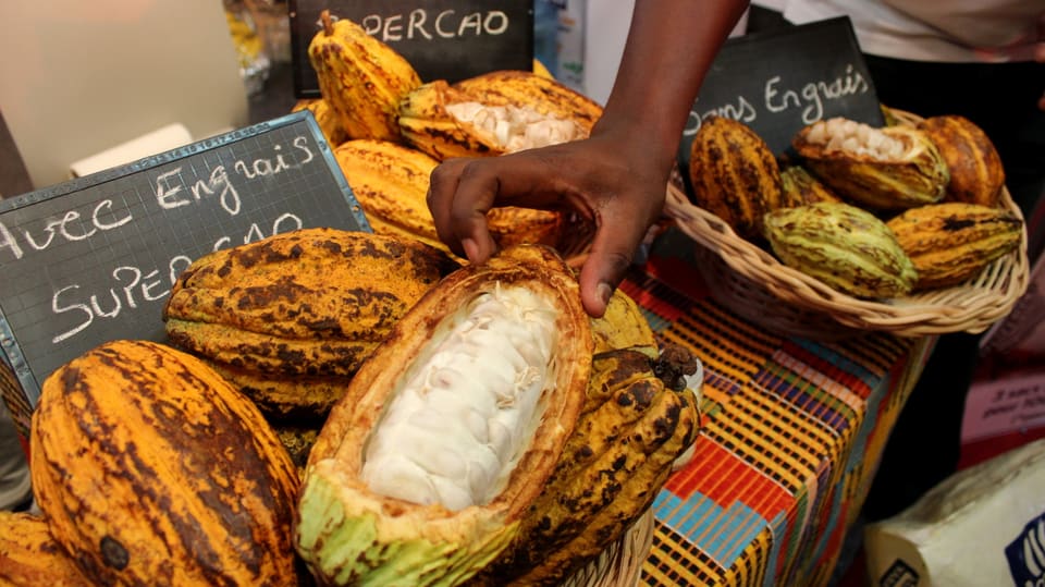 Verkauf von Kakaobohnen in der Elfenbeinküste.